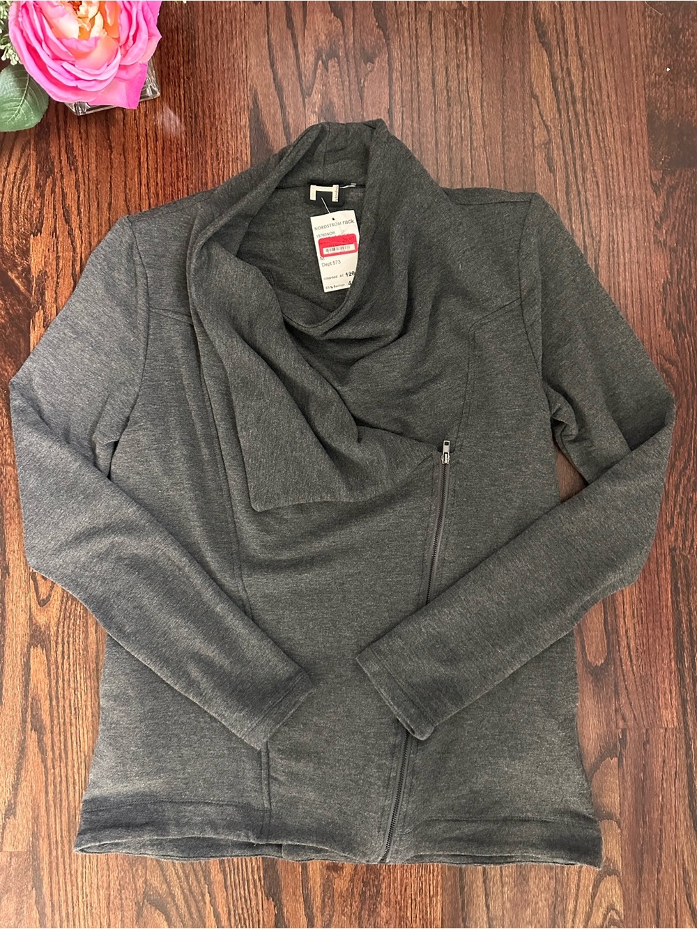 NWT H by Bordeaux zip front cardigan, size M